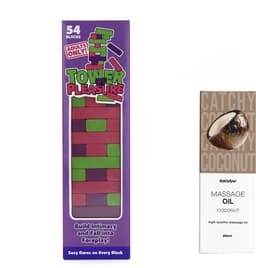 sexspelletjes voor koppels–erotische bordspelen voor koppels – tower of pleasure + satisfyer massage olie kokosgeur 250 ml – erotische gift set – party games volwassenen — thumbnail 10