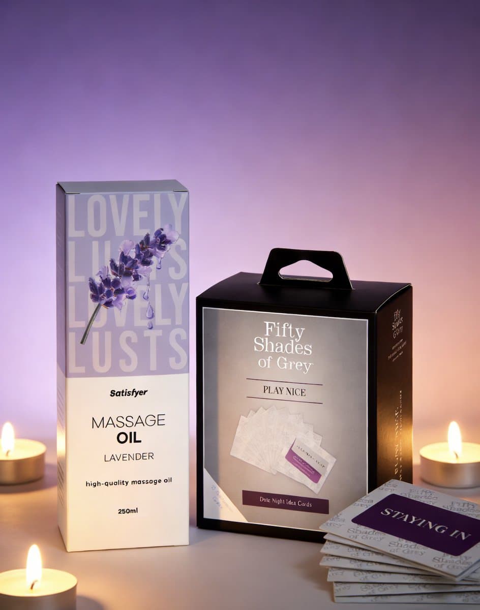 kaartspellen voor koppels – satisfyer massageolie lavendel 250 ml – geschenkset voor vrouwen– spelletjes voor volwassenen — afbeelding 1
