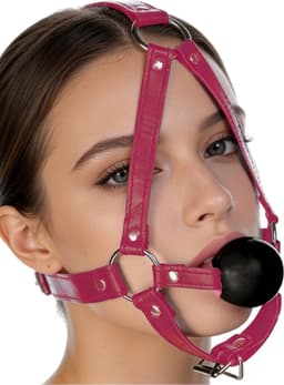 Gag Bal - Roze Harnas - Verstelbaar - PU Leer — thumbnail 1