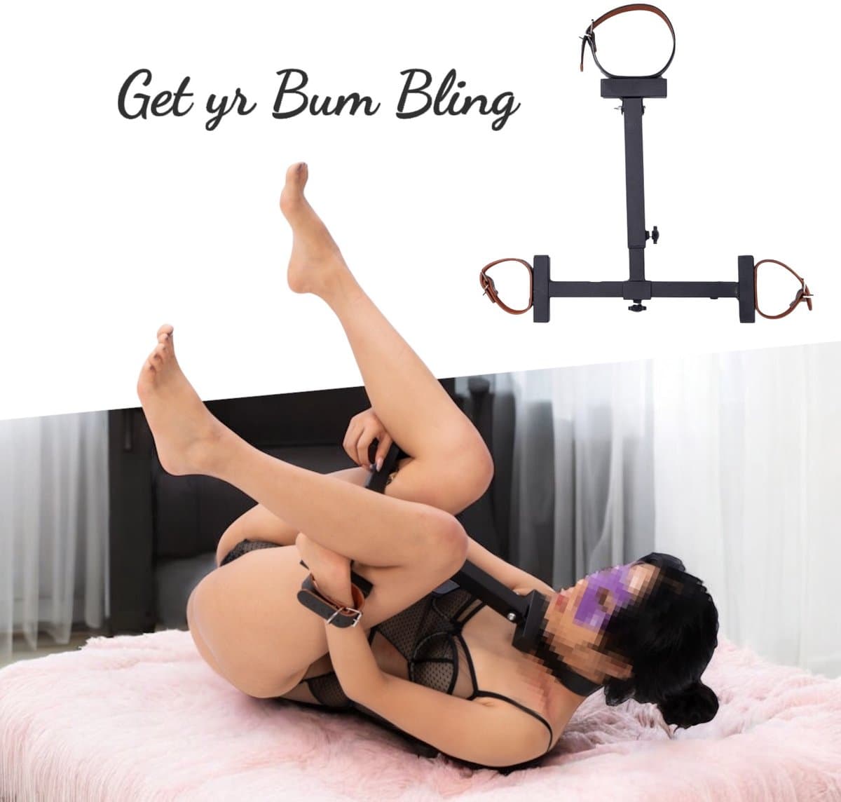 BUM BLING® - Verstelbare Spreidstang - Bondage Bar - BDSM Toys - Zwart — afbeelding 1