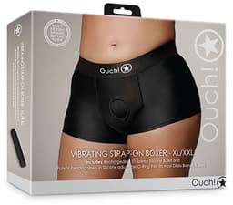 Shots - Ouch! OU825BLKXLXXL1 - Vibrating Strap-on Boxer - Black - XL/XXL — thumbnail 11