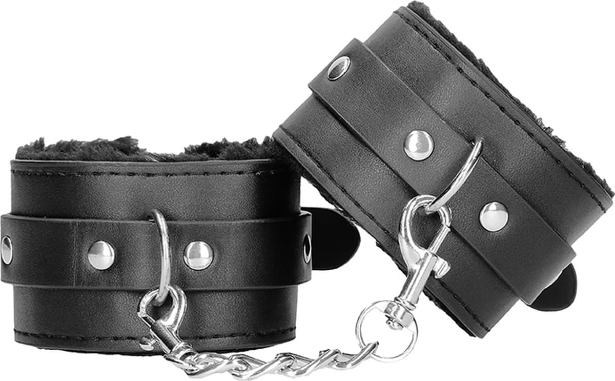 Plush Bonded Leather Hand Cuffs - With Adjustable Straps — afbeelding 1