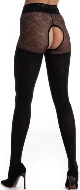 Panty open Kruis - 60/30 Denier - Kleur: Zwart - Maat: S/M - Model: Blackdiamond - Merk: Amour — thumbnail 3