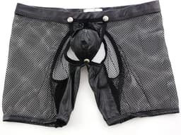 Transparante boxershort - open kruis - BDSM - PU leder - afneembaar - exotische lingerie heren - Sexy — thumbnail 3