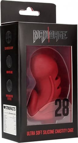 Model 28 - Ultra Soft Silicone Chastity Cage - Red — thumbnail 4