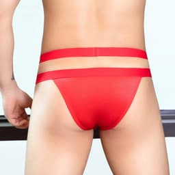Slip-Heren-Mannen-Rood-Satijn-Erotisch-Kwaliteit-Sexy-Opwindend — thumbnail 2