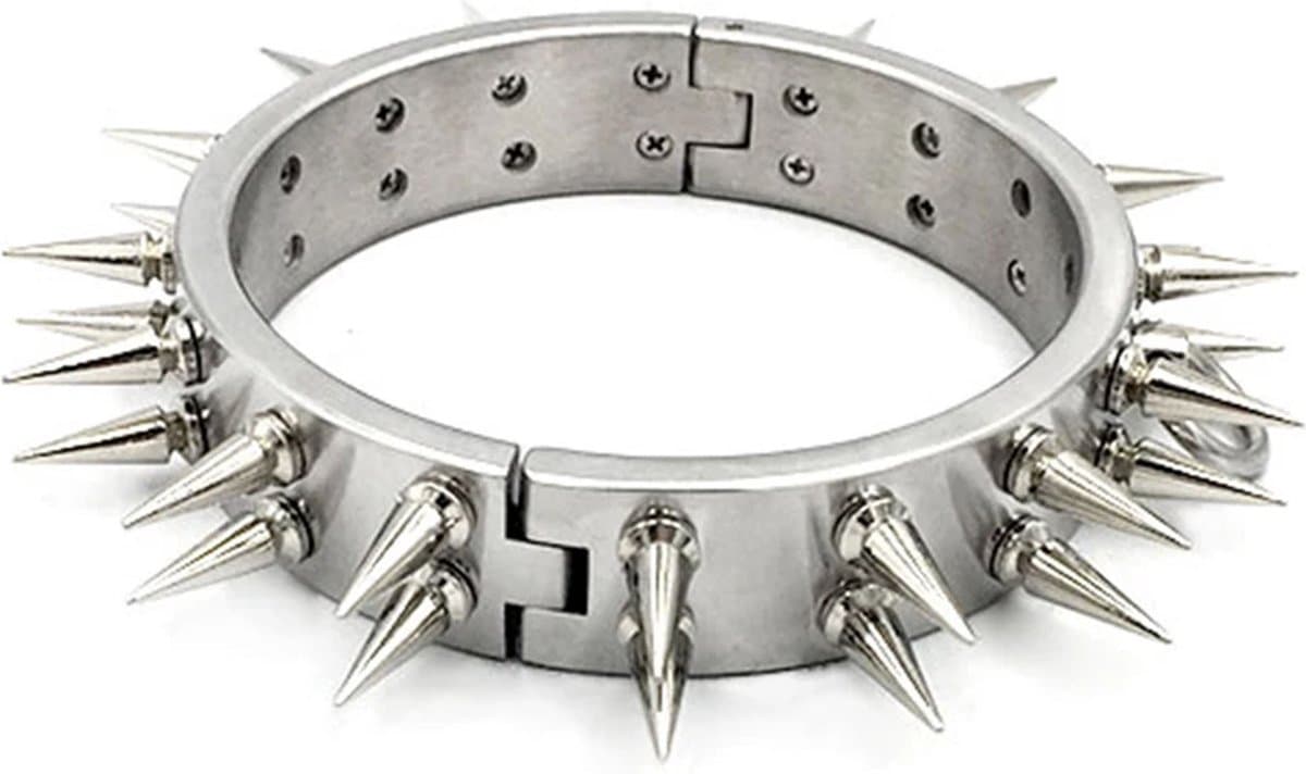 Heavy BDSM Spike halsband - RVS - Choker - Fetisj - SM - Slave - Man — afbeelding 1