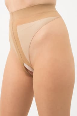 GIULIA Panty - Intimo 20 - Open Kruis Panty - Strippanty - Erotiek - 20 Den - XL - Daino (Beige) — thumbnail 9
