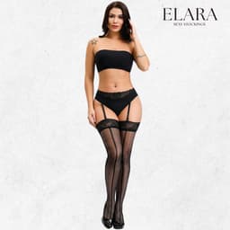 Elara Novalie – Sexy Jarretel Gordel met Kousen – 2-Delige Lingerieset – Verleidelijke Netkousen met Kant – S t/m XL – Dames Lingerie — thumbnail 7