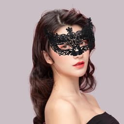 Elkuaie Kanten masker - Sexy masker - Met strassstenen afgewerkt voor gemaskerd bal of feest - 1 st - Volwassenen zwart — thumbnail 3