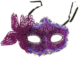 Venetiaans Masker - Maskerade Masker- Kantpatroon - Paars/Zilver — thumbnail 1