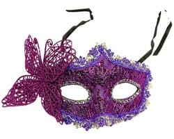 Venetiaans Masker - Maskerade Masker- Kantpatroon - Paars/Zilver