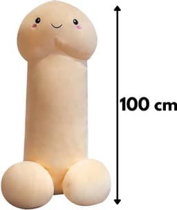 JustValue Penis Knuffel - 100 cm - Erotiek - Bodypillow - Piemel - Zacht - Kussen - Sex Toy - Beige - Vanille - Wit - Blank — thumbnail 3