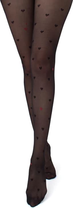 Giulia - Intimo Fashion licht glanzende 20den Panty met hartjes en open kruis - Zwart - L — thumbnail 10