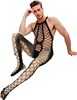 LekkerStout Heren Bodysuit - Open Kruis - Zwart - Sexy Herenlingerie | M-XL | ( LS202 ) — thumbnail 1
