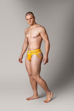 MM Sports The Original No. 10 Swimmer/Jogger Jockstrap 3 inch Yellow - MAAT M - Heren Ondergoed - Jockstrap voor Man - Mannen Jock — thumbnail 3