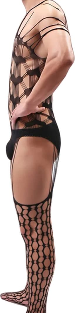LekkerStout Heren Bodysuit - Hartjesprint - Zwart - Sexy Herenlingerie | S-L | ( LS176 ) — thumbnail 5