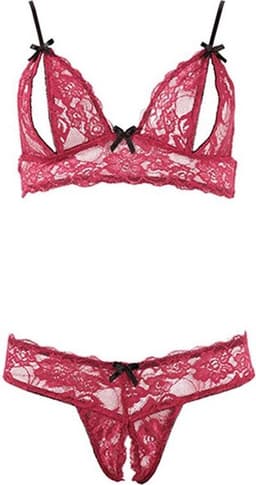 Cottelli Collection - Lingerie Set met Toegankelijkheid tot Tepels en Vagina voor een Spannende Ervaring – Maat M – Rood — thumbnail 1