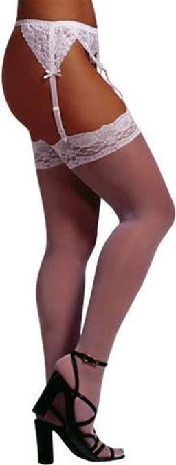 Cottelli Collection – Jarretel Kousen met Sexy Motief Langs Rand voor Onschuldig Uitstraling – Maat S – Wit — thumbnail 5