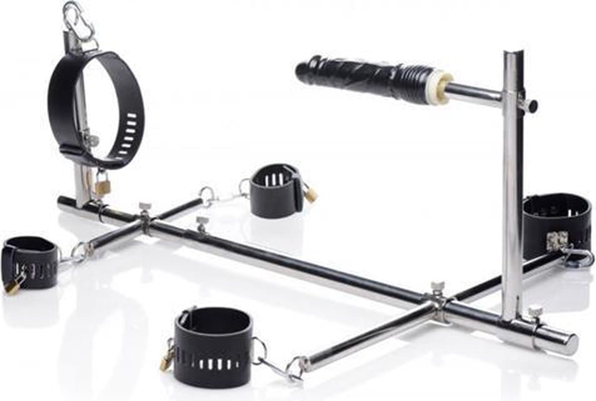 XR Brands - Master Series - Imprisoned Metal Stockade with Dildo - Black — afbeelding 1
