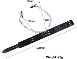 Bdsm Collar met tepelklemmen Bondage - Erotiek - Slave - Tepelklemmen - Lederen Ketting — thumbnail 3