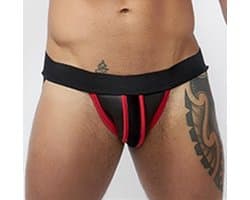 Mister b neoprene jockstrap black red small