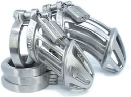 BON4MplusLarge Hinged RVS Kuisheidskooi voor Mannen Peniskooi Set BON4M Series Male Chastity Package in Stainless Steel — thumbnail 5