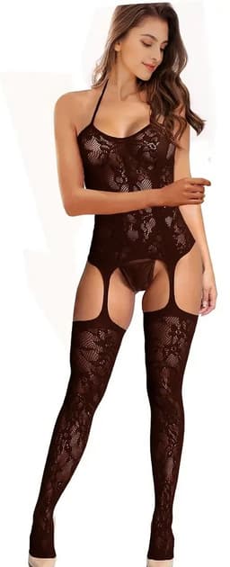 Erotische Lingerieset I Sexy Lingerie Set I Sexy Kanten Body I Erotische Body I Open Kruis I One Size I Zwart — thumbnail 3