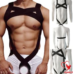 Mannen bondage harnas + penis bondage | Borst | Halter | Elastisch | BDSM outfit | One size | Voor hem — thumbnail 4