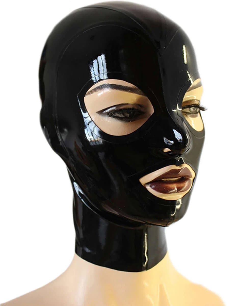100% Latex Masker BDSM - Capuchon - Open mond - Ogen - Neusgaten - Rollenspel - Unisex - Extreme SM - Cosplay - MAAT L/XL — afbeelding 1