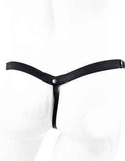 String Man - sexy Lingerie Heren L/XL -Open voorkant - Zwart mannen string Imitatie leer SM kleding — thumbnail 3