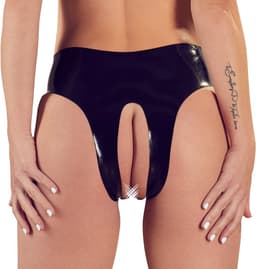 LateX – Latex Slipje met Open Kruis en Achterwerk voor een Gemakkelijke Toegang One Size – Zwart — thumbnail 5
