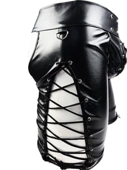 BamBella ® Nep Leer broek - Maat S - Zwart - BDSM kleding erotische onderbroek heren kleding — thumbnail 10