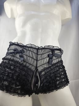 BamBella ® - Boxer short - Onesize - Sexy Erotische - Zwart Dun kant panty gaas stof Ondergoed — thumbnail 5