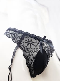 BamBella ® - Sexy String met jarretel clips - One size - Sexy Zwart Erotische onderbroek Heren — thumbnail 3