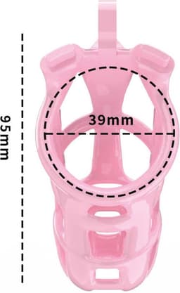 Peniskooi Roze - Cock cage - Chastity Cage - Kunststof Peniskooi - Kuisheidskooi voor Mannen - Peniskooi met 5 Maten Penisringen - Peniskooi Roze Maat M - Ø3.9 x 9.5 cm — thumbnail 4