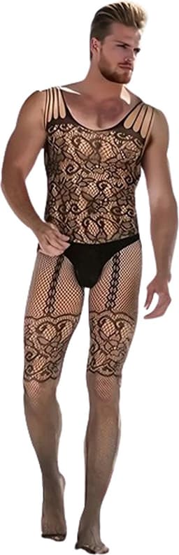 LekkerStout Heren Bodystocking - Open Kruis - Zwart - Sexy Herenlingerie | S-L | ( LS157 ) — thumbnail 2