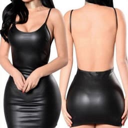 WiseGoods Luxe Latex Wetlook Jurkje Dames - Feest Jurkjes - Sexy Kleren Vrouwen - Party Kleding - Jurk - Disco Jurken - Zwart - L — thumbnail 5