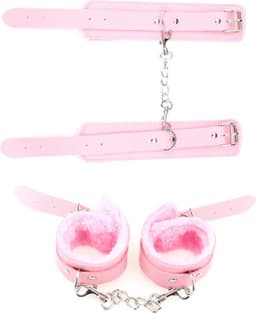 Finnacle - Erotische Lederen SM Bondage Sex Oogmasker Met Handboeien Blinddoek BDSM Party Vrouwen Masquerade Oog Maskers Speeltjes Voor Volwassenen Roze — thumbnail 4