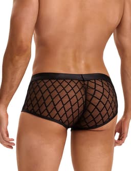 Zwarte heren boxershorts met doorzichtige mesh - maat S/M - mens sexy sheer black boxer underwear - trendy heren ondergoed erotiek - BDSM - clubwear latex mannen — thumbnail 3