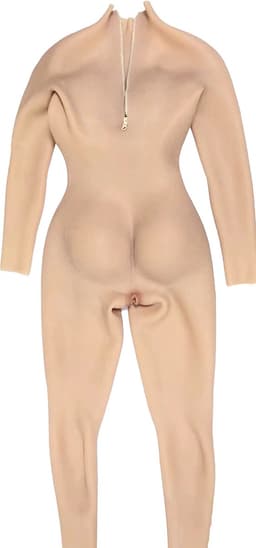 Full body met rits - Lang - Cup C - 100% hypoallergene medische siliconen - Bodysuit lang - + kanten choker - Crossdresser - Transgender - Mastectomi - Wearable body - Kunstmatige Nep Borst - Femboy - Body4Everybody — thumbnail 2