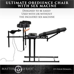 XR Brands MS Obedience Chair met Sex Machine seksmeubel - Zwart — thumbnail 9