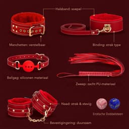 DOWO® - BDSM Extreme Bondage Set - 16 Delig - Erotische Dobbelsteen - SM Handboeien - Zweep / Veer / Zweepje - Sex Toys voor Koppels - Seksspeeltjes voor Mannen en Vrouwen - Sex Pakket en Toys - Rood — thumbnail 6