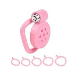 Mini peniskooi - roze - ketting - sissy - sub - Metalen Uitlaatlijn - kuisheid - cock cage - kinky — thumbnail 2