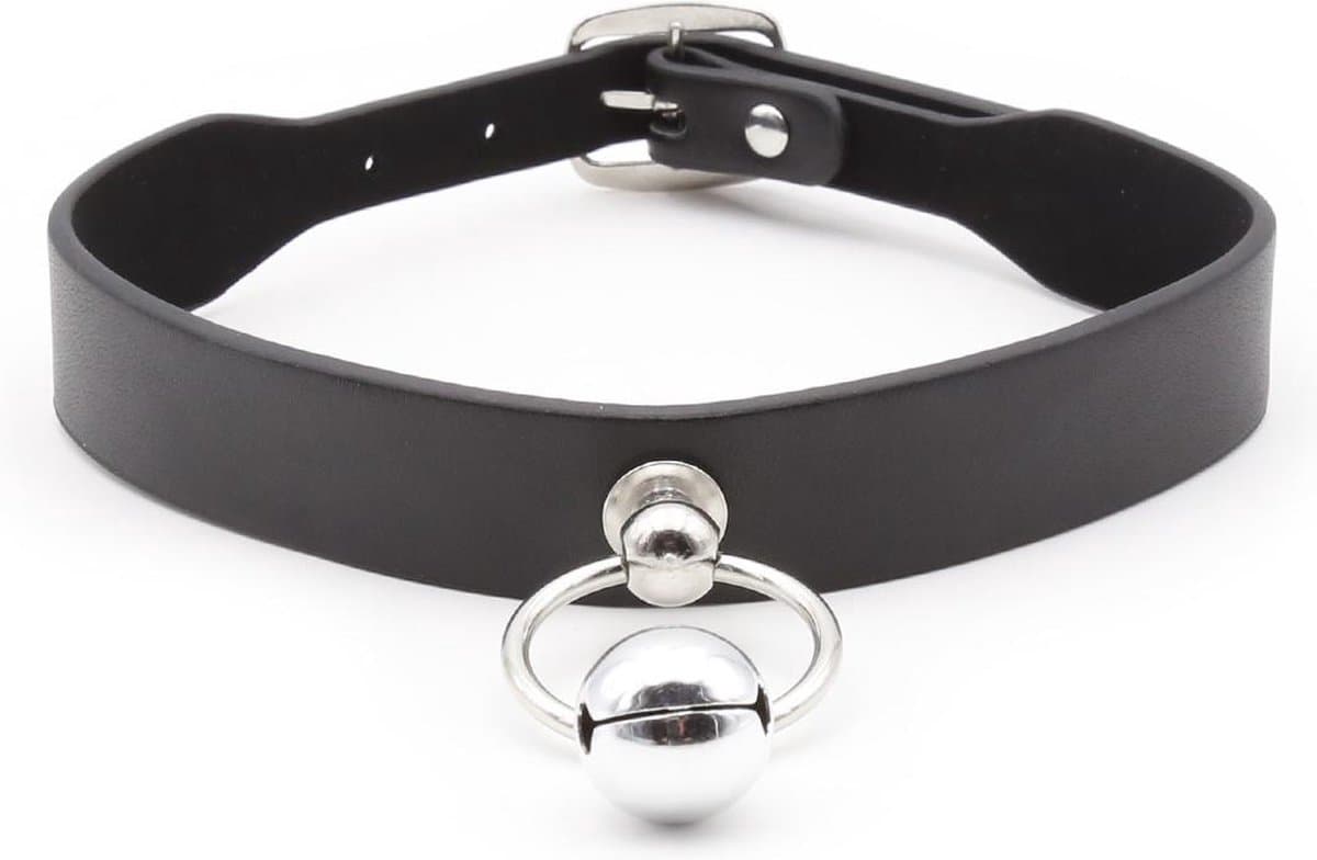 Banoch - Catbell Collar simple black - Zwart pu leer - bdsm - halsband — afbeelding 1