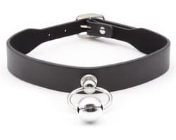 Banoch - Catbell Collar simple black - Zwart pu leer - bdsm - halsband