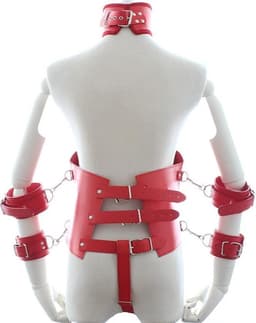 Banoch | Collar Bondage body Harness Red/6 - rood pu leer vrouwen harnas - bdsm — thumbnail 2
