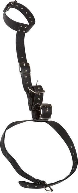 Bad Kitty – Lederen Bondage Riemen voor Handen en Hals 4-punts Bevestiging - Zwart — thumbnail 3
