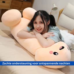 JustValue Penis Knuffel - 90 cm - Erotiek - Bodypillow - Piemel - Zacht - Kussen - Sex Toy - Beige - Vanille - Blank — thumbnail 7