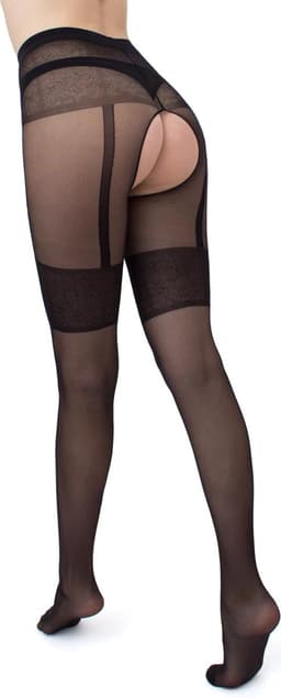 GIULIA Panty - Intimo Noir 20 - Open Kruis Panty - Suspender Panty - Ingebreid Boord - Platte Naden - Versterkte Teen - 20 Den - Medium - Zwart — thumbnail 10